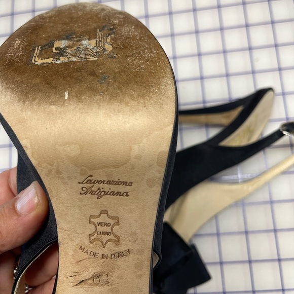 Butter Italy Black Slingback Sandal with Bow 6.5 satin - Picture 5 of 7